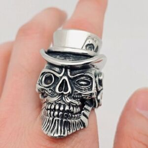 Punksteam Skull massive biker ring